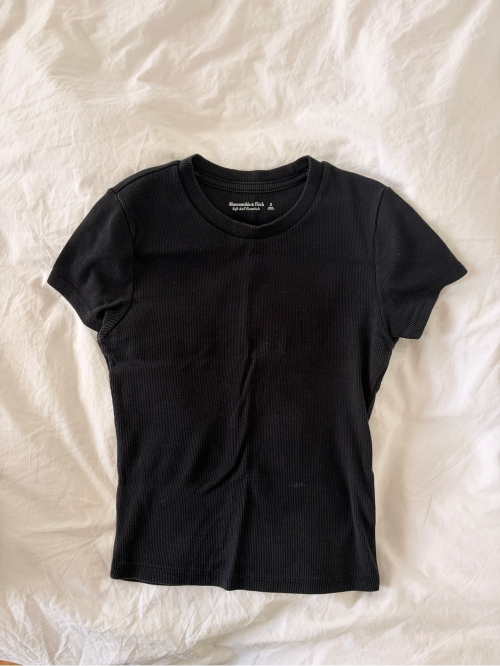 Abercrombie & Fitch Black Ribbed Crewneck Tee